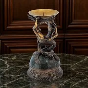 Подсвечник «Рыбы» из бронзы и змеевика — красивый подарок — фотография 1