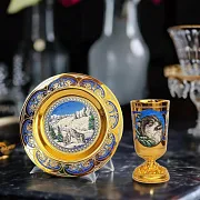 Винная чарка с блюдцем "Волк". Златоуст — красивый подарок — фотография 1