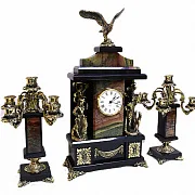 Часы «Охота» из яшмы с канделябрами — оригинальный подарок — фотография 3