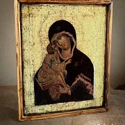 Икона деревянная "Богоматерь Донская" — оригинальный подарок — фотография 1