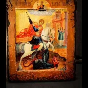 Икона "Георгий Победоносец поражает змия" — необычный подарок — фотография 1