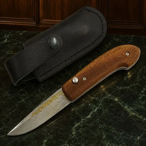 На память: Рабочий складной нож №5, дамаск