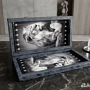 На память: Нарды под стеклом «Царь зверей» — фотография 4