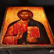 Подарочная икона "Христос Вседержитель" дерево, ручная работа — фотография 3