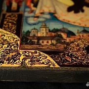 Икона на дереве "Спас с Архангелами" Ручная работа — необычный подарок — фотография 5